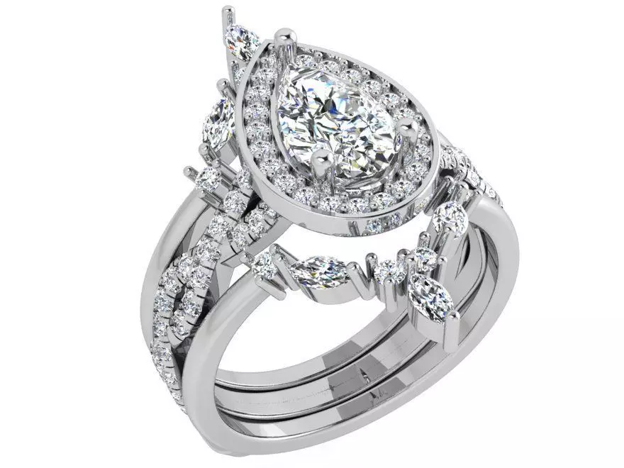 Pear Halo Unique Ring 4308 3D print model