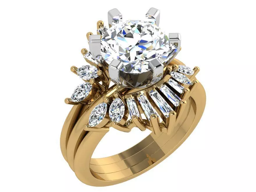Round Diamond Unqiue Ring 4309 3D print model