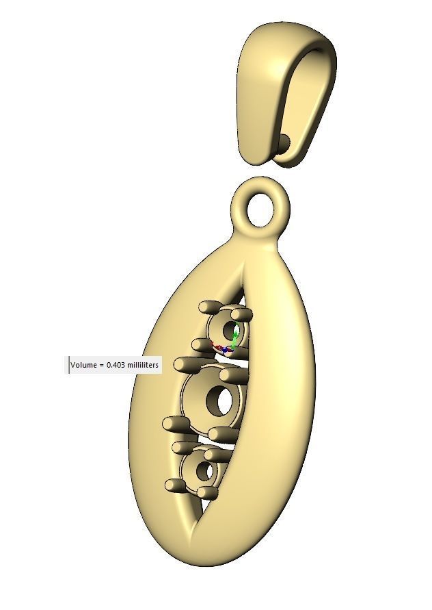Triple diamond open teardrop almond pendant charm 3D print model_11