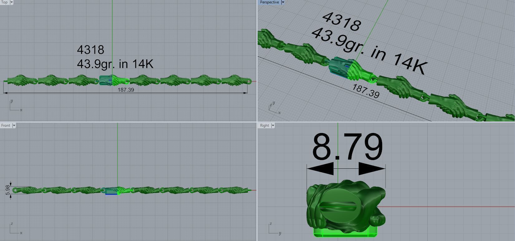 Chain Hand Bracelet 4318 3D print model_5