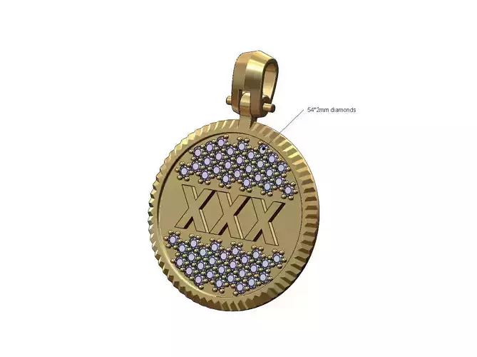 XXX diamond iced fluted bezel pendant with bail