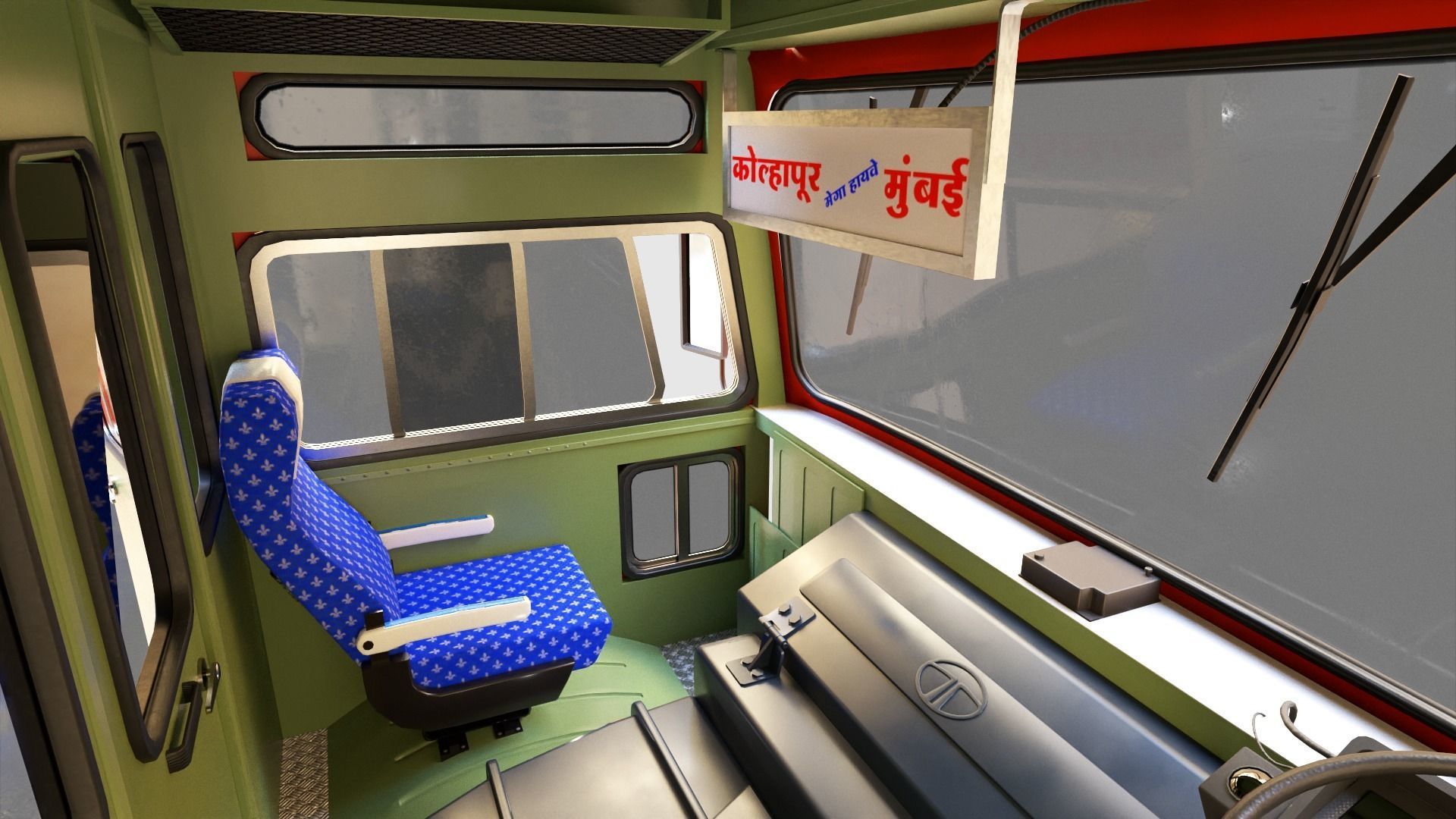 INDIAN ST BUS Collection of 5 Low-poly 3D model_10