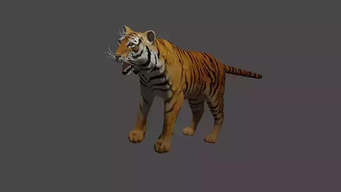 low poly metal tiger