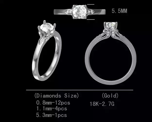 Diamond engagement ring for women 3D model