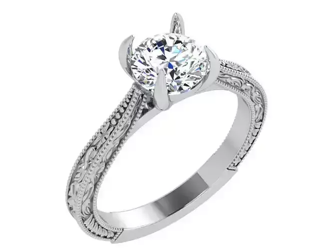 Round Diamond Engraving Ring 4327