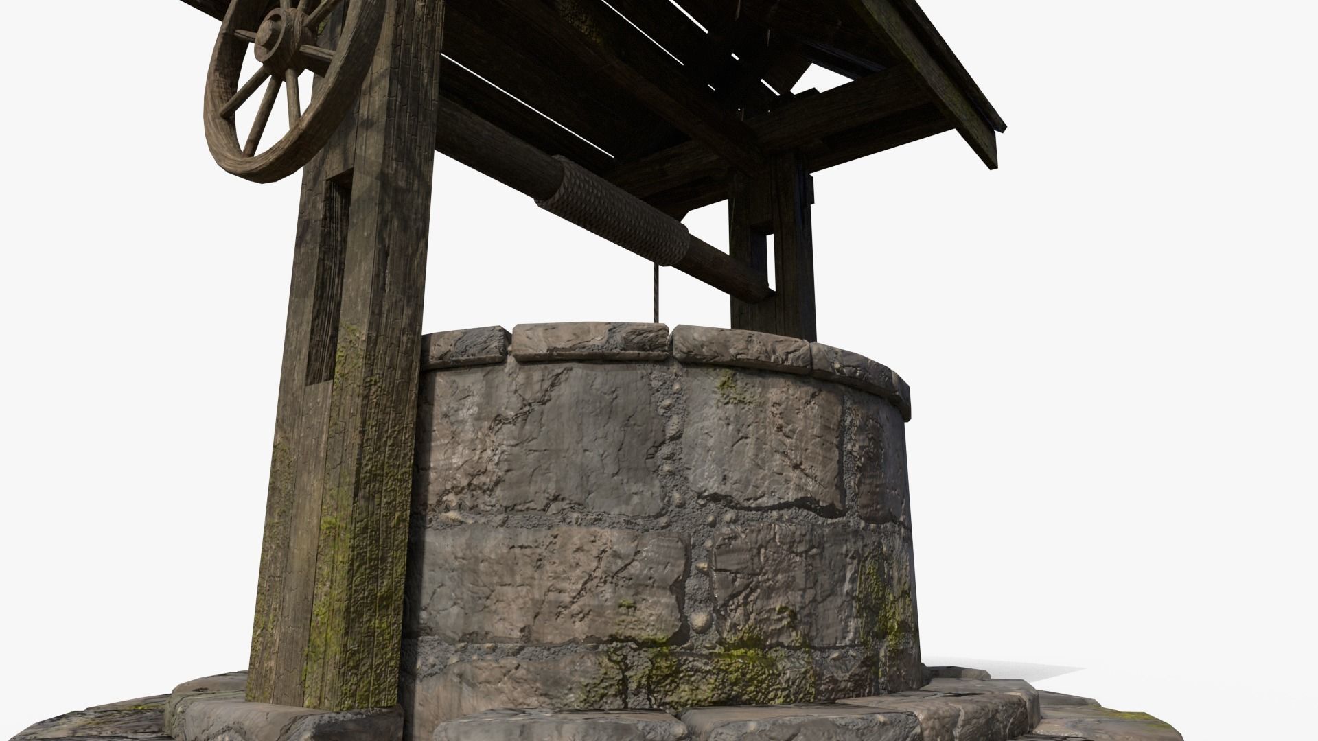 Medieval Well Low-poly 3D model_7