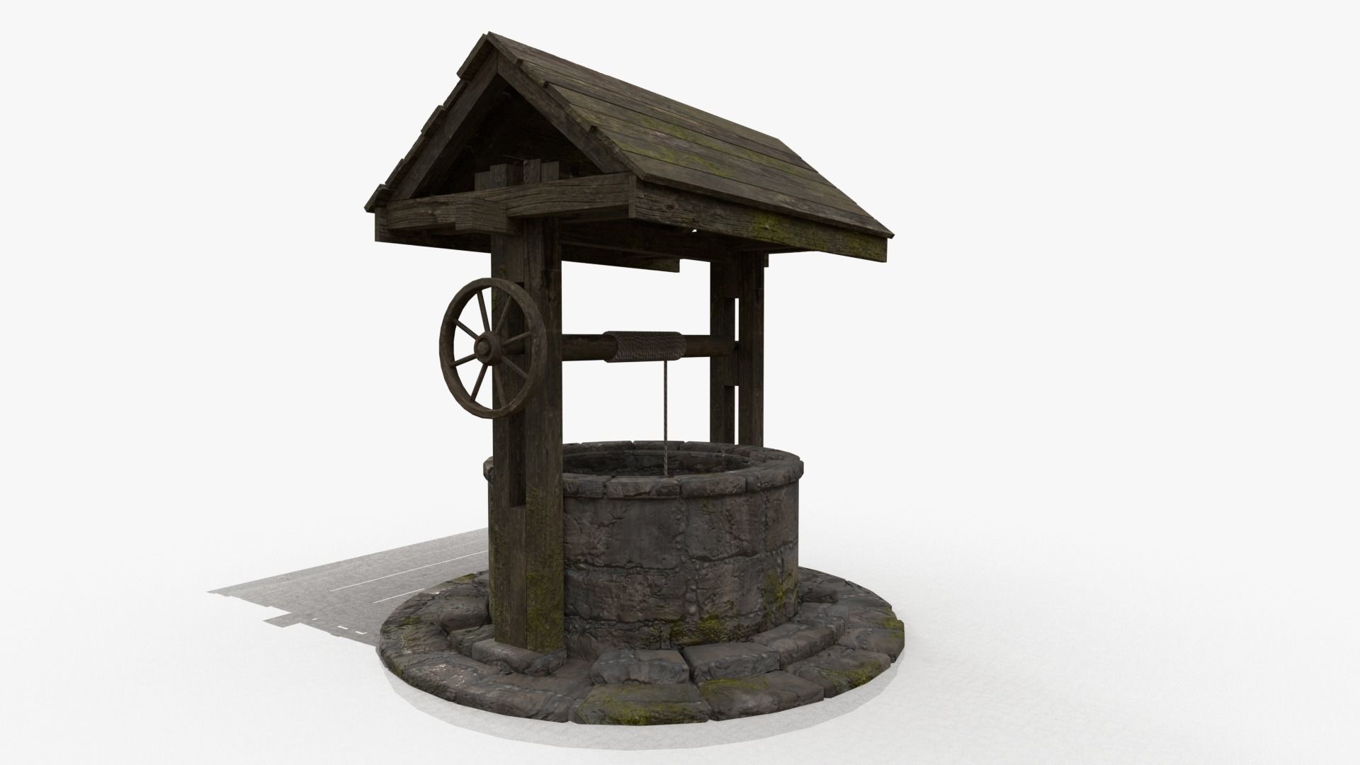 Medieval Well Low-poly 3D model_8