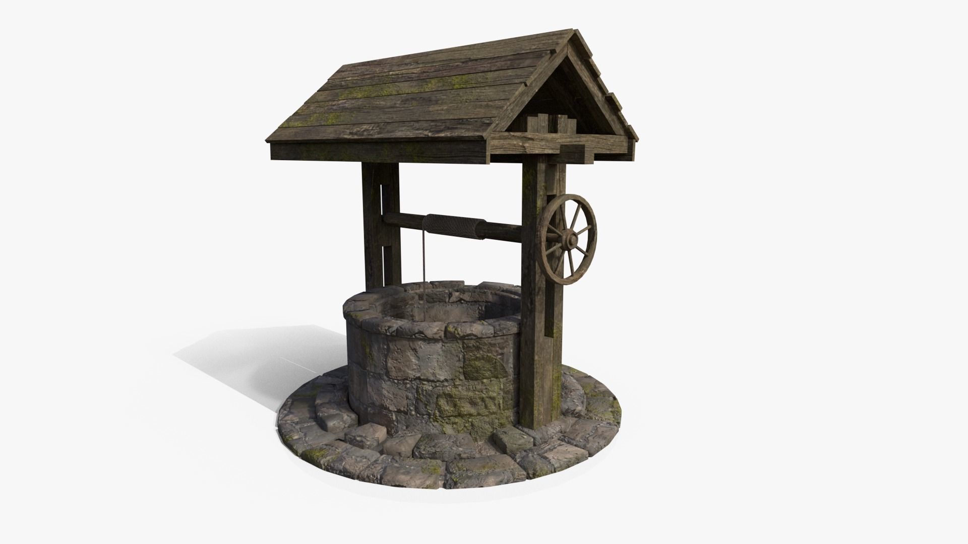 Medieval Well Low-poly 3D model_9