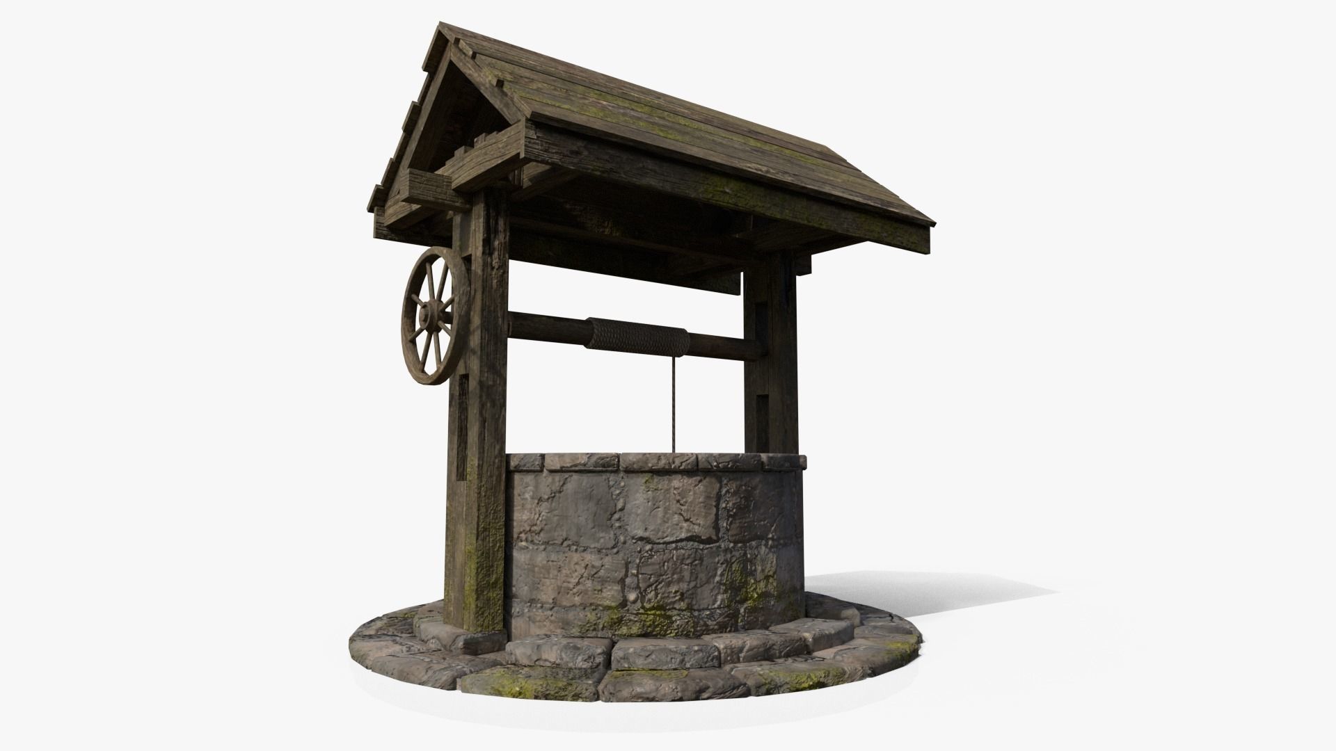 Medieval Well Low-poly 3D model_5