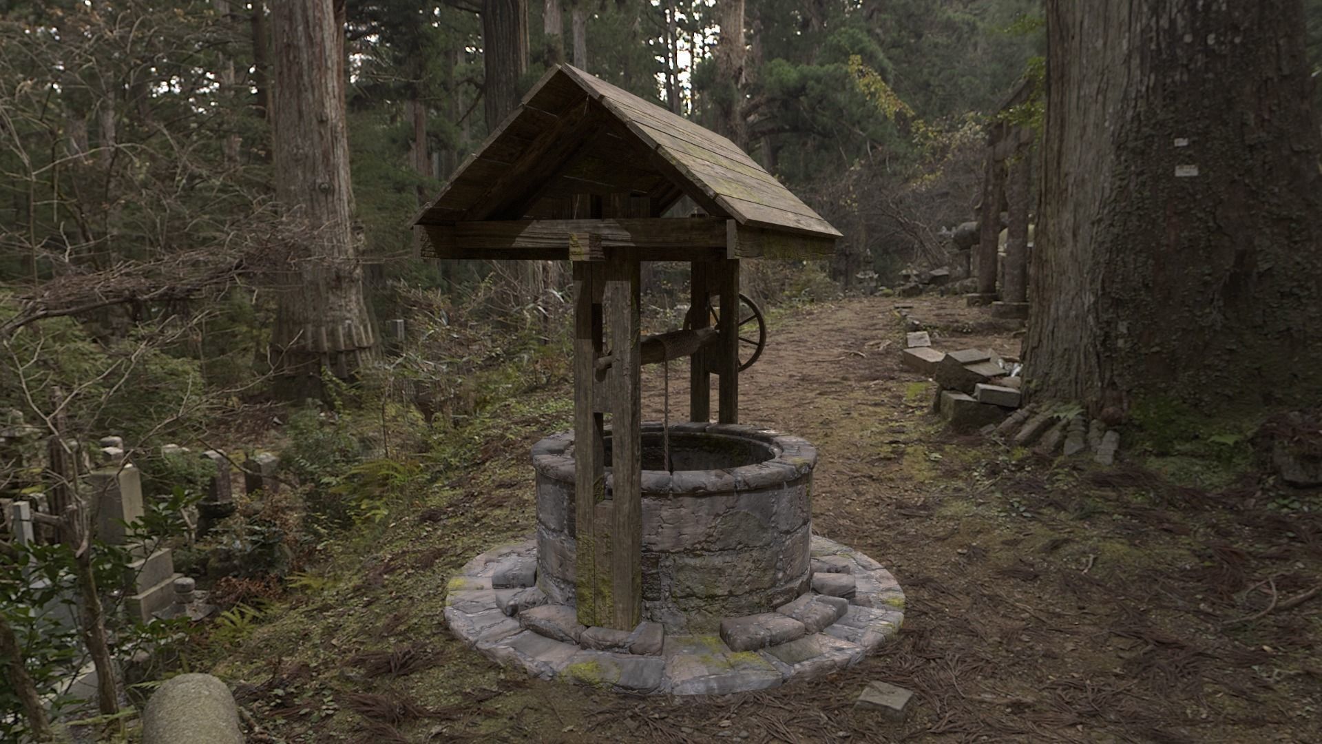 Medieval Well Low-poly 3D model_4