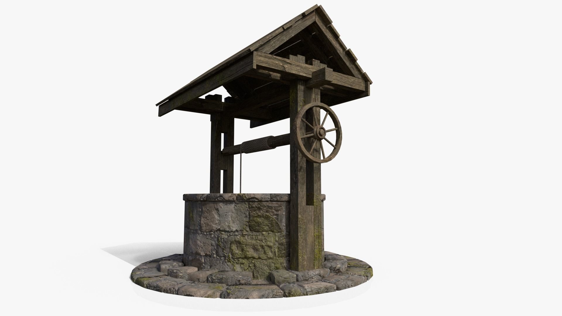 Medieval Well Low-poly 3D model_6