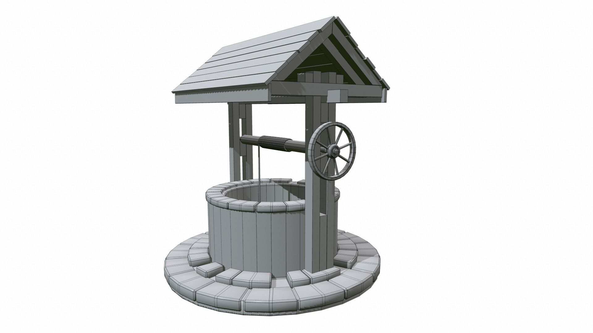 Medieval Well Low-poly 3D model_14
