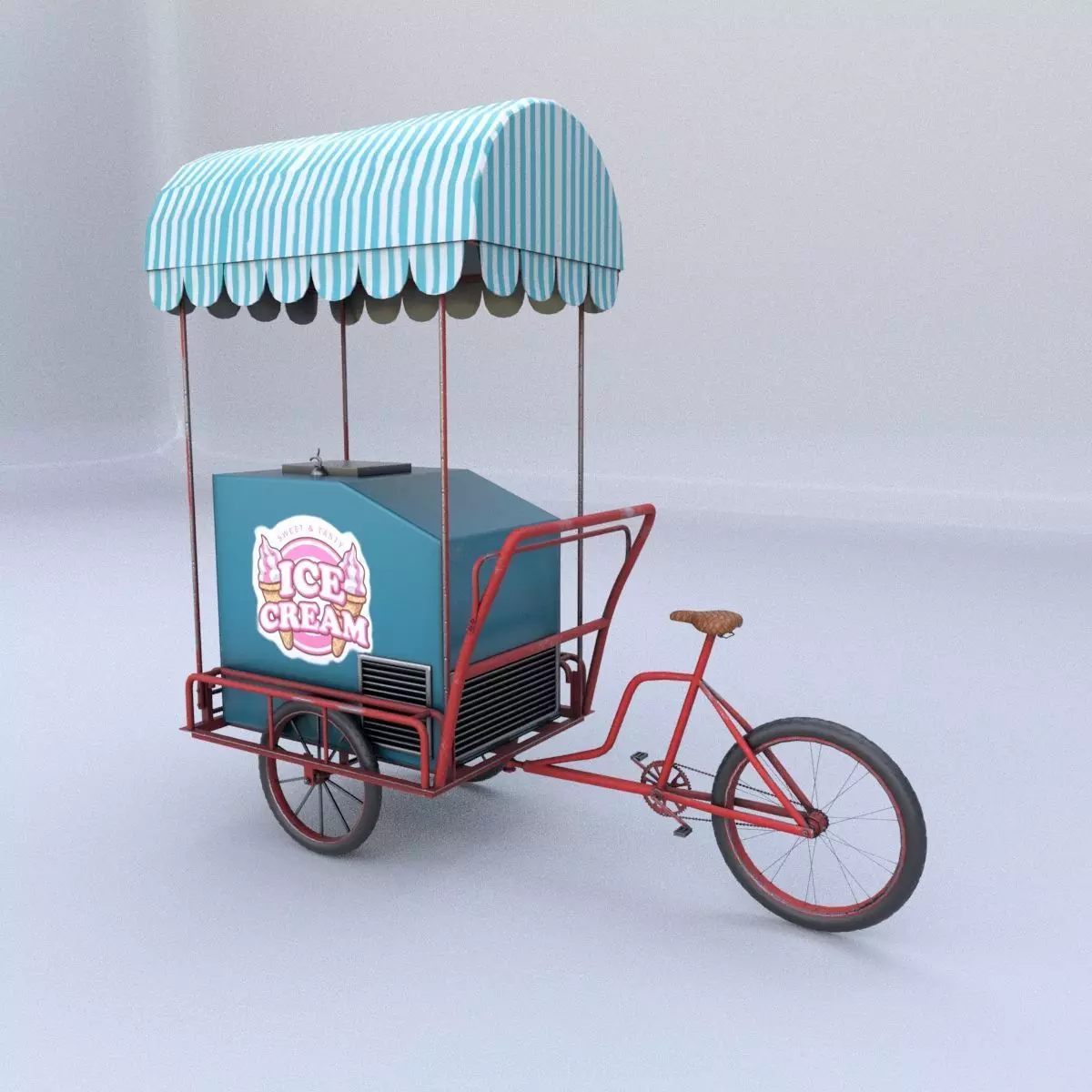 Ice Cream Cart Low-poly 3D model_0