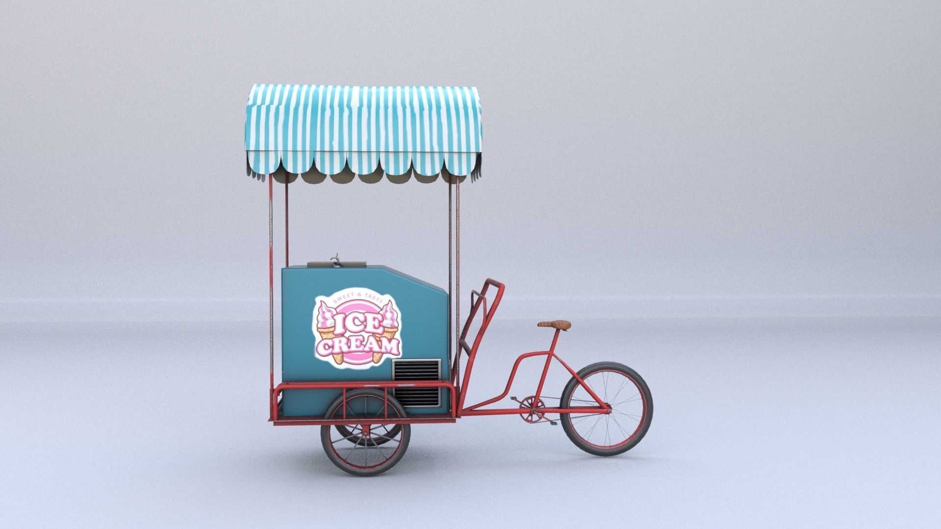Ice Cream Cart Low-poly 3D model_2