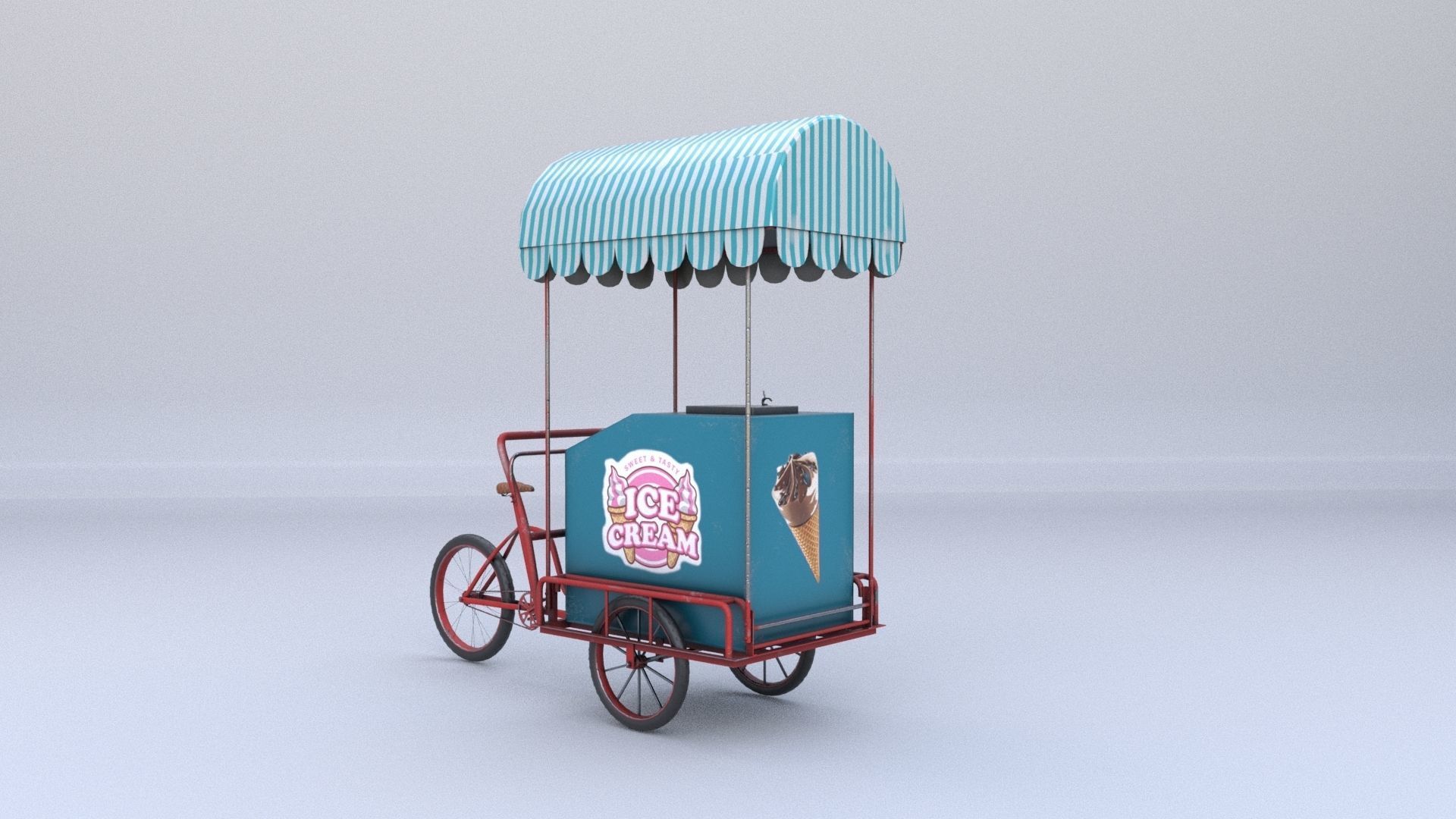 Ice Cream Cart Low-poly 3D model_3