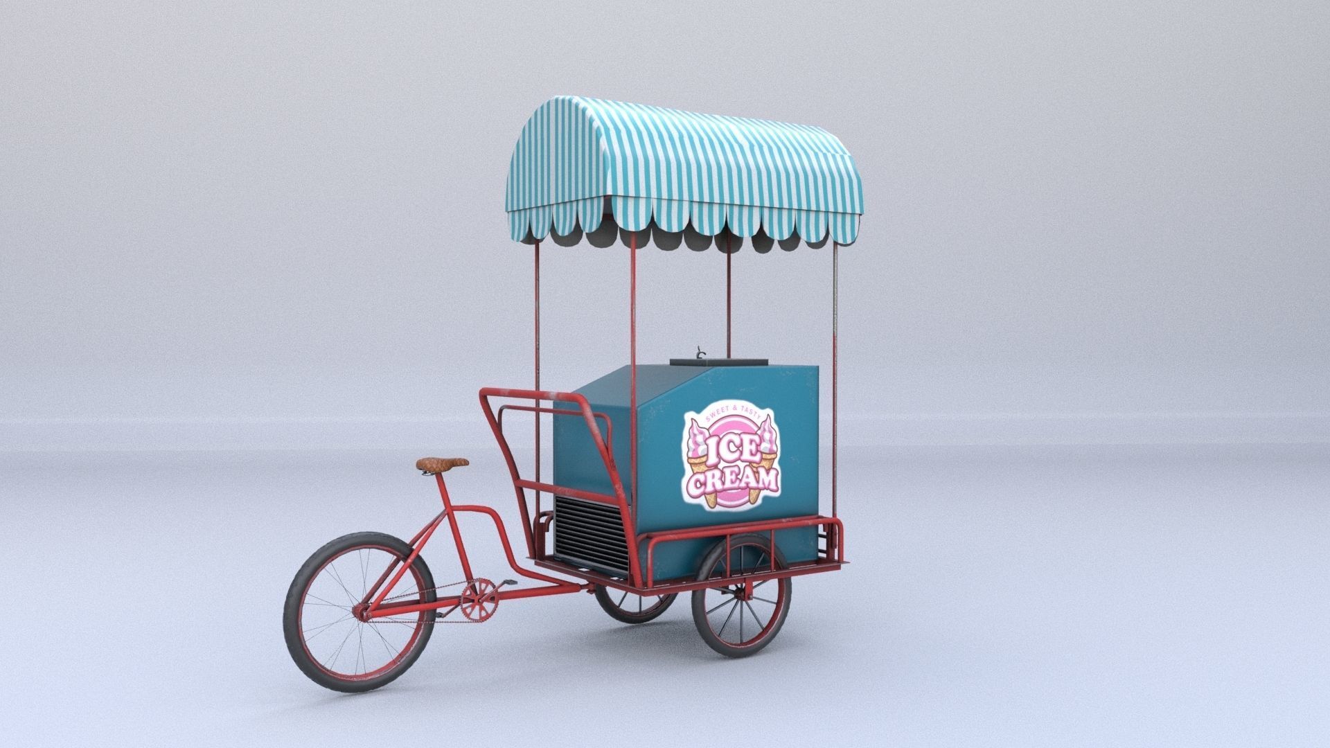 Ice Cream Cart Low-poly 3D model_4