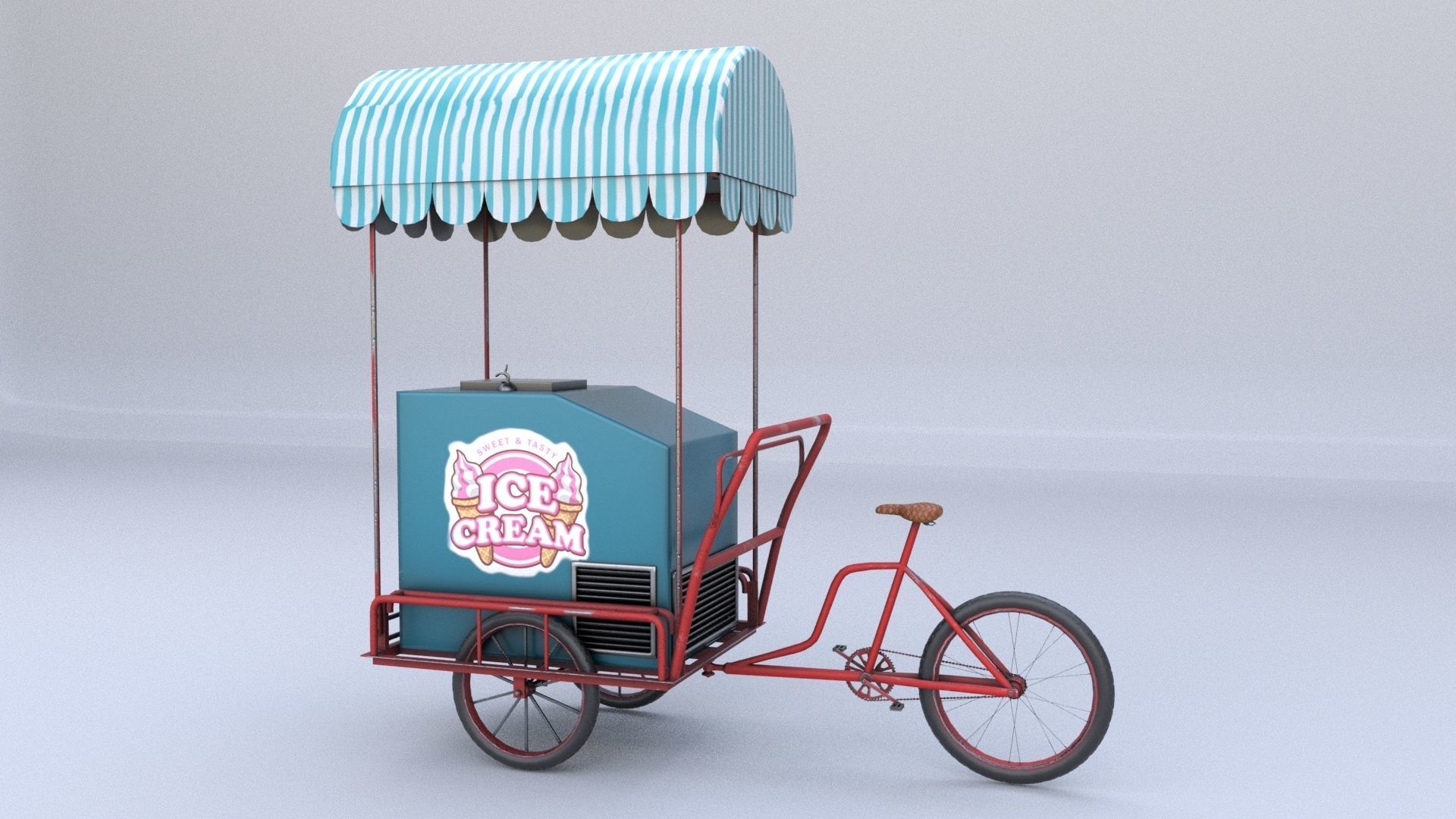 Ice Cream Cart Low-poly 3D model_1