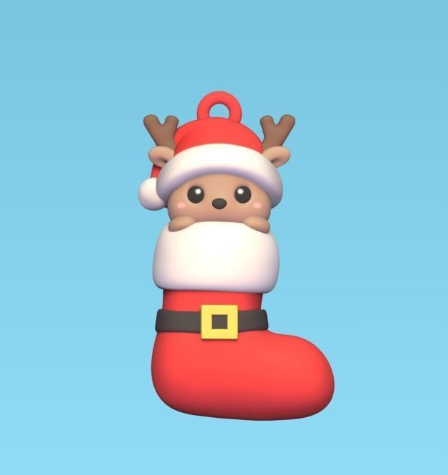 Reindeer Xmas Sock 3D print model_1