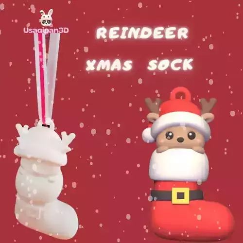 Reindeer Xmas Sock 3D print model Reindeer Xmas Sock 3D print model