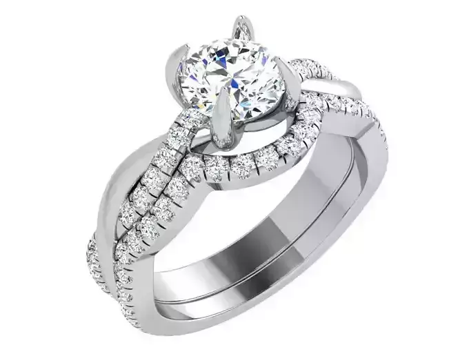 Round Diamond Twisted Ring With Band 4328