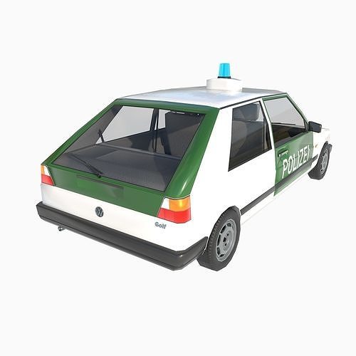 VW Volkswagen golf 2 police in Germany Low-poly 3D model 3