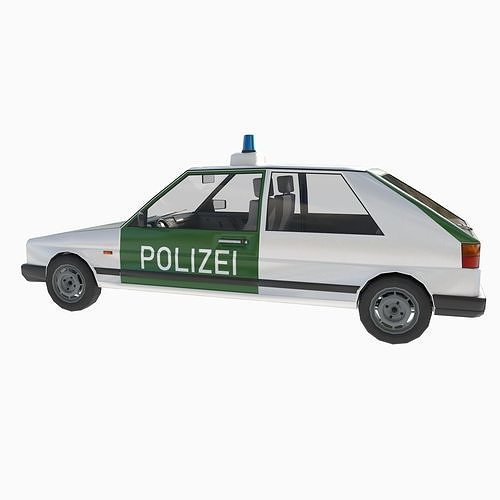 VW Volkswagen golf 2 police in Germany Low-poly 3D model 5