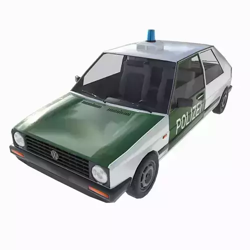 VW Volkswagen golf 2 police in Germany Low-poly 3D model