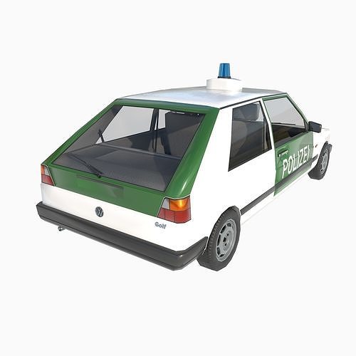 VW Volkswagen golf 2 police in Germany Low-poly 3D model 4