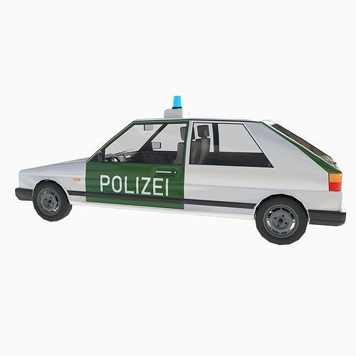 VW Volkswagen golf 2 police in Germany Low-poly 3D model 6
