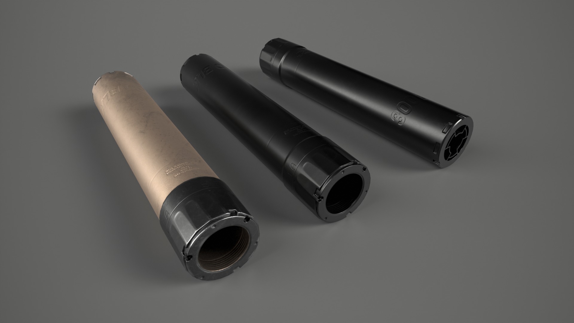 Sig Sauer SLH 300TI Suppressor Low-poly 3D model_2