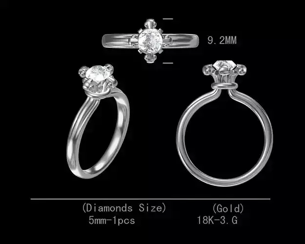 Fancy single diamond engagement ring for women 3D model