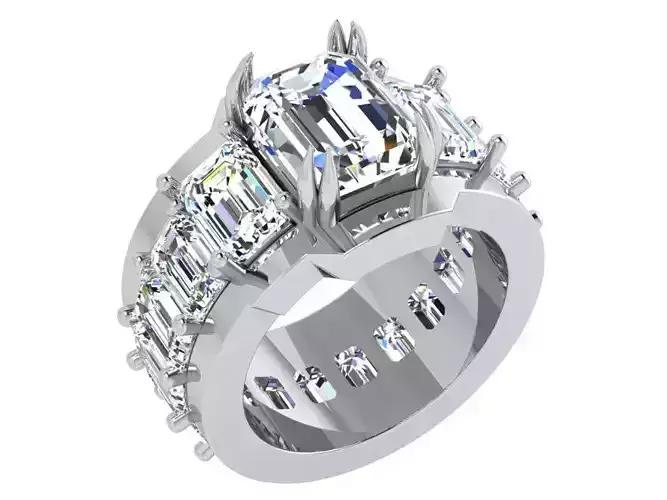 Emerald Diamond Band Ring 4343