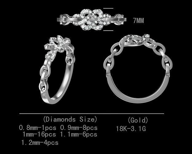 Beautiful design diamond engagement ring for women 3D model Free 3D print model