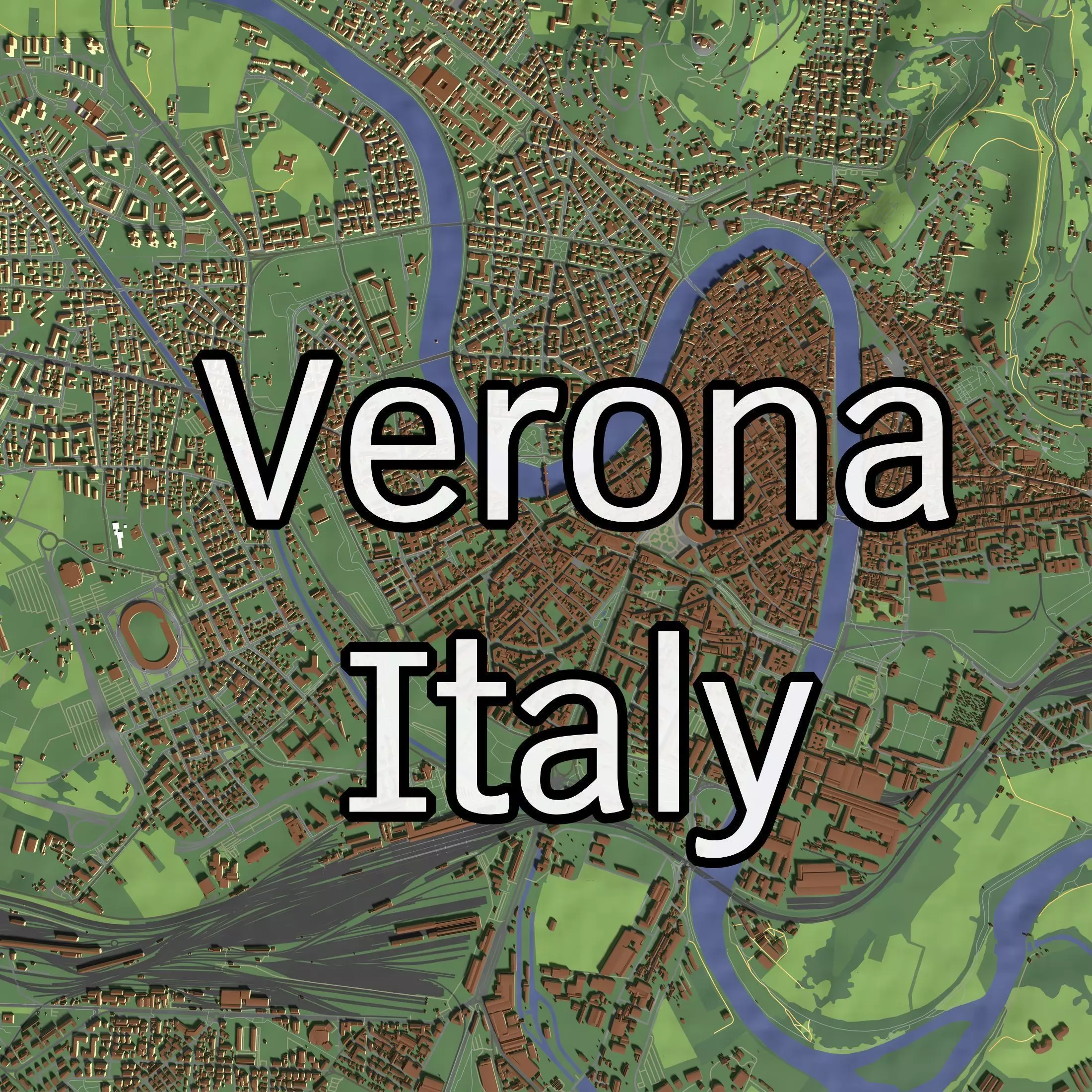 Verona Italy - city and urban 3D model