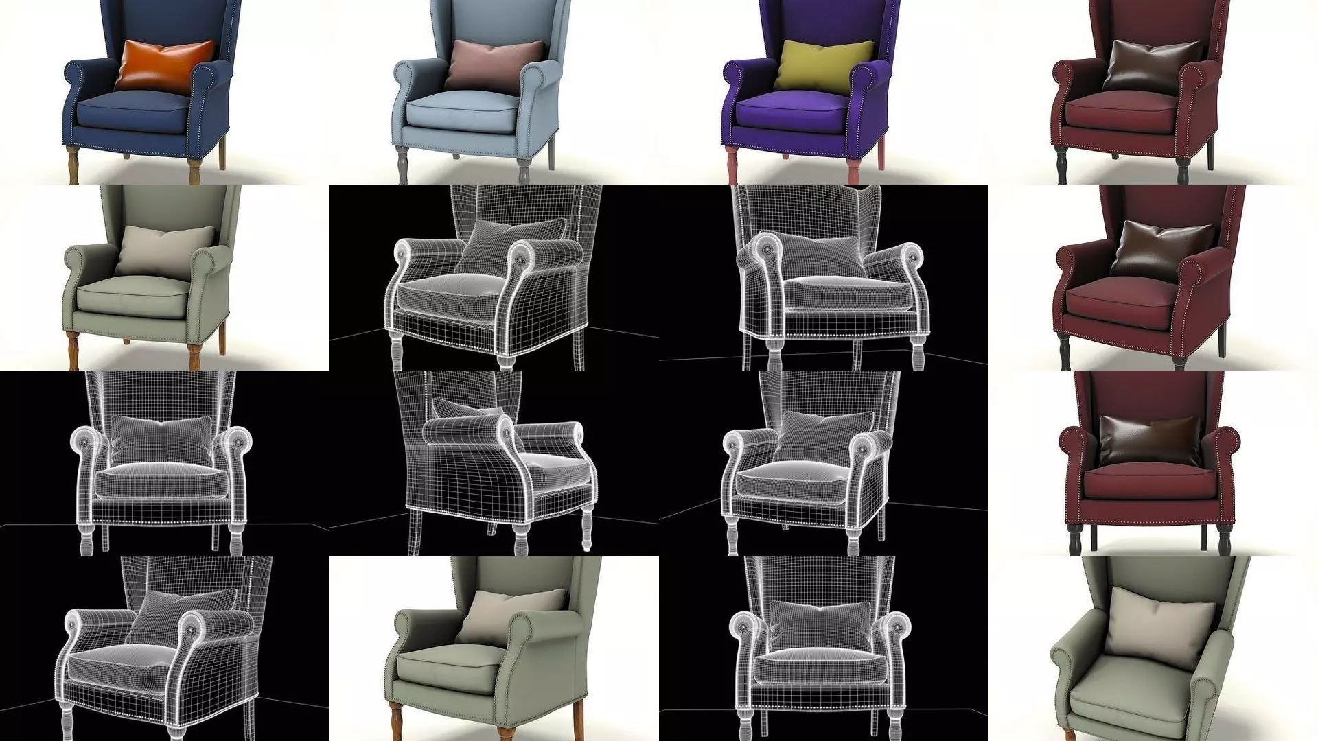 wingback chair fhouse 3D Model Collection_0