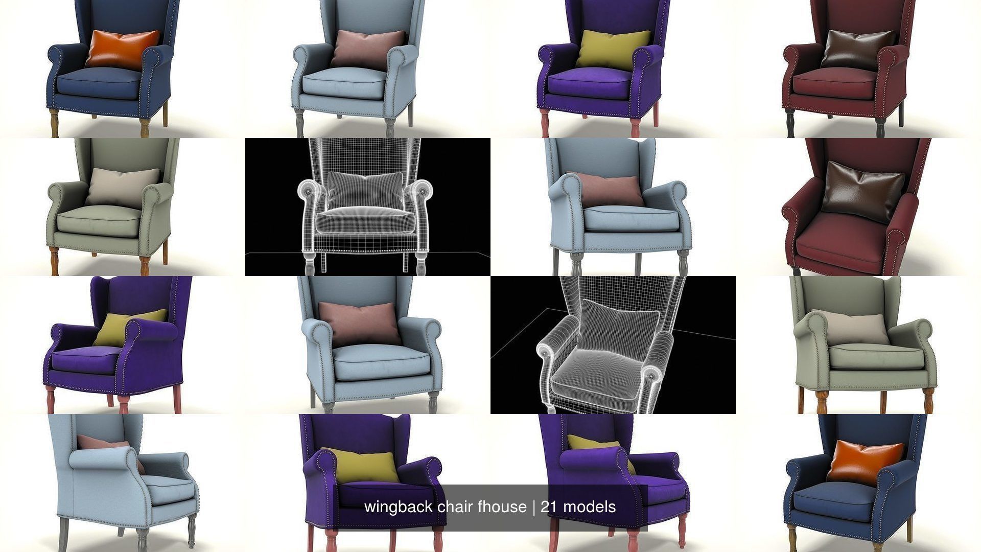 wingback chair fhouse 3D Model Collection_1