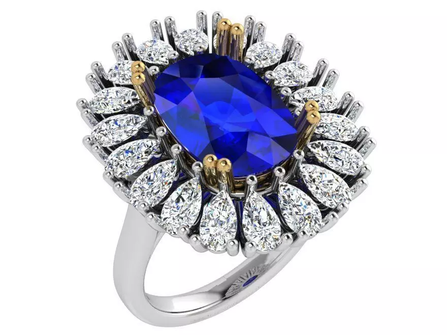 Cushion Cluster Ring 4388 3D print model