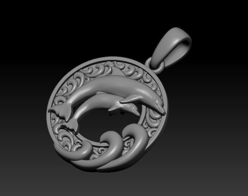 Pendant Dolphin 3D print model_3