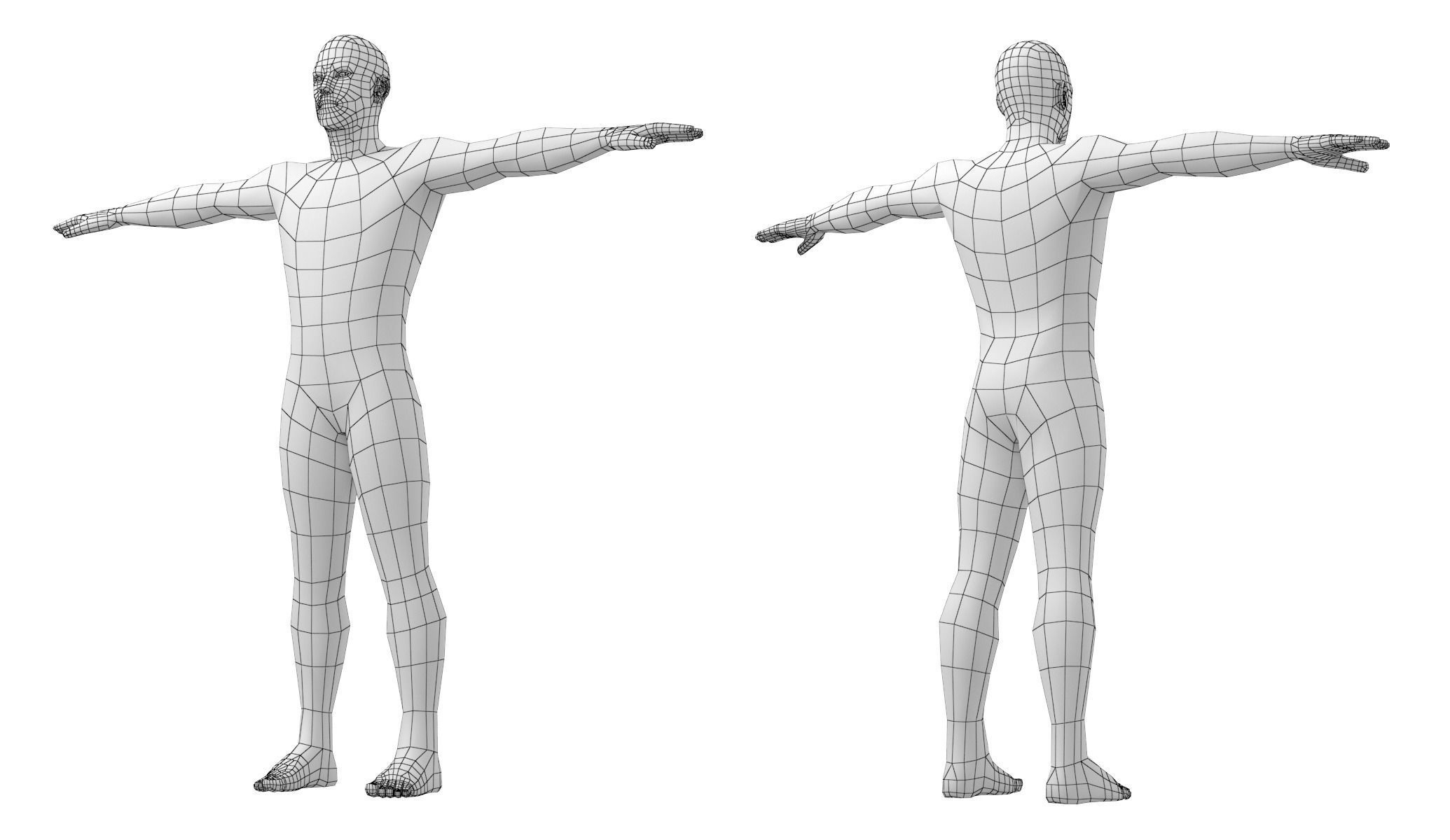Natural Male in 3 Modeling Poses Base Mesh 3D model_16