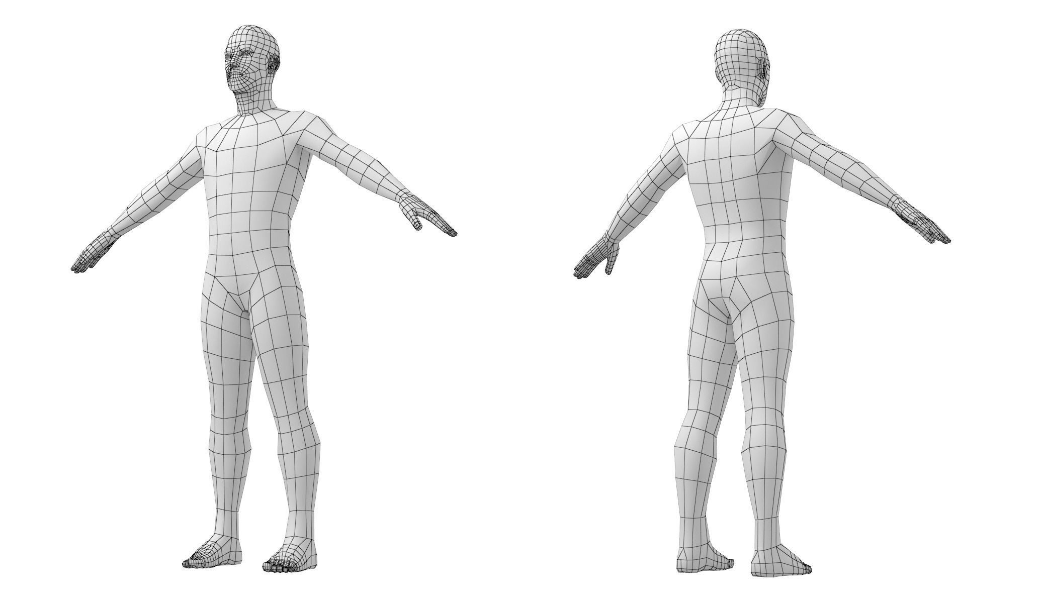 Natural Male in 3 Modeling Poses Base Mesh 3D model_15