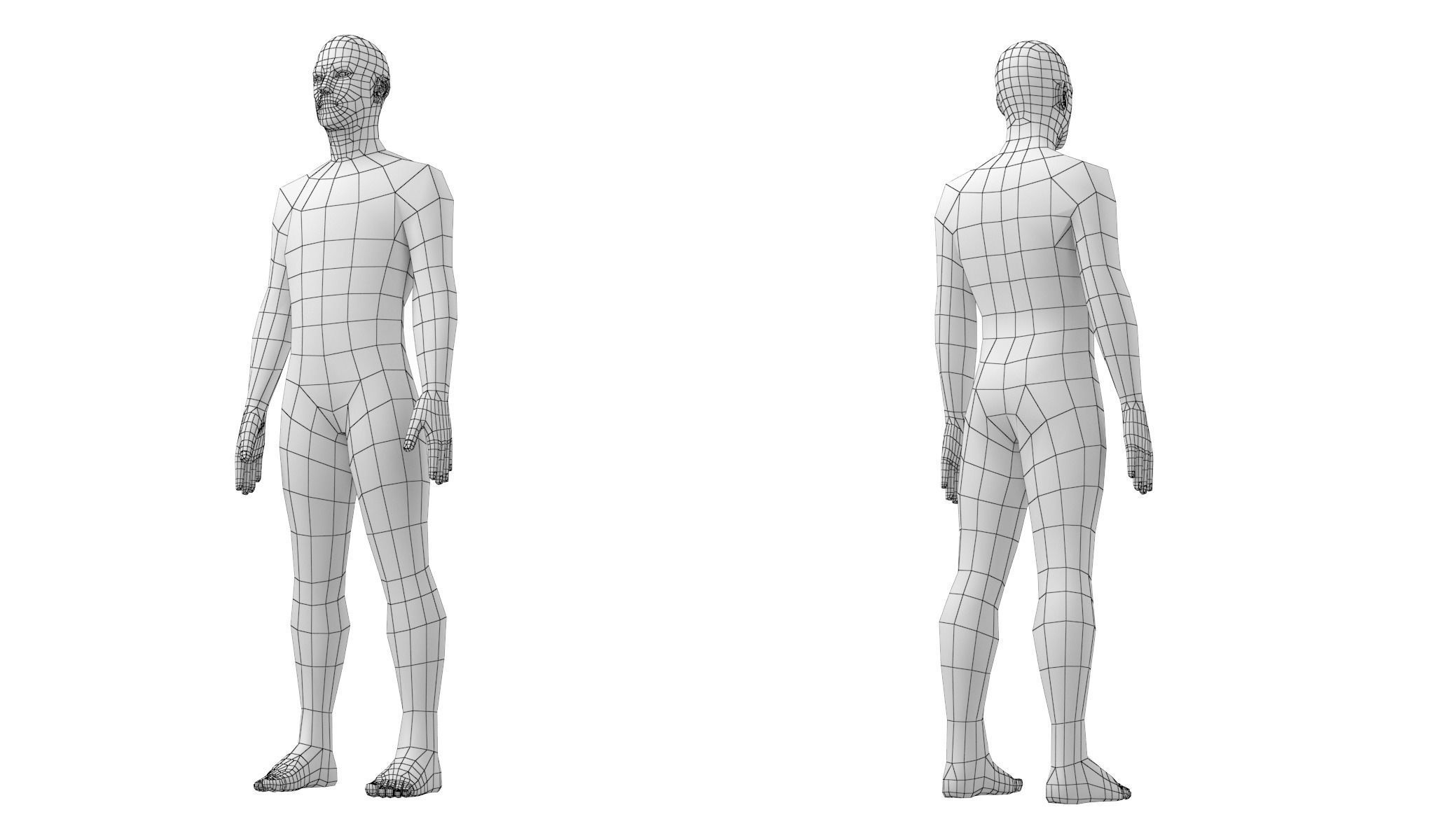 Natural Male in 3 Modeling Poses Base Mesh 3D model_14