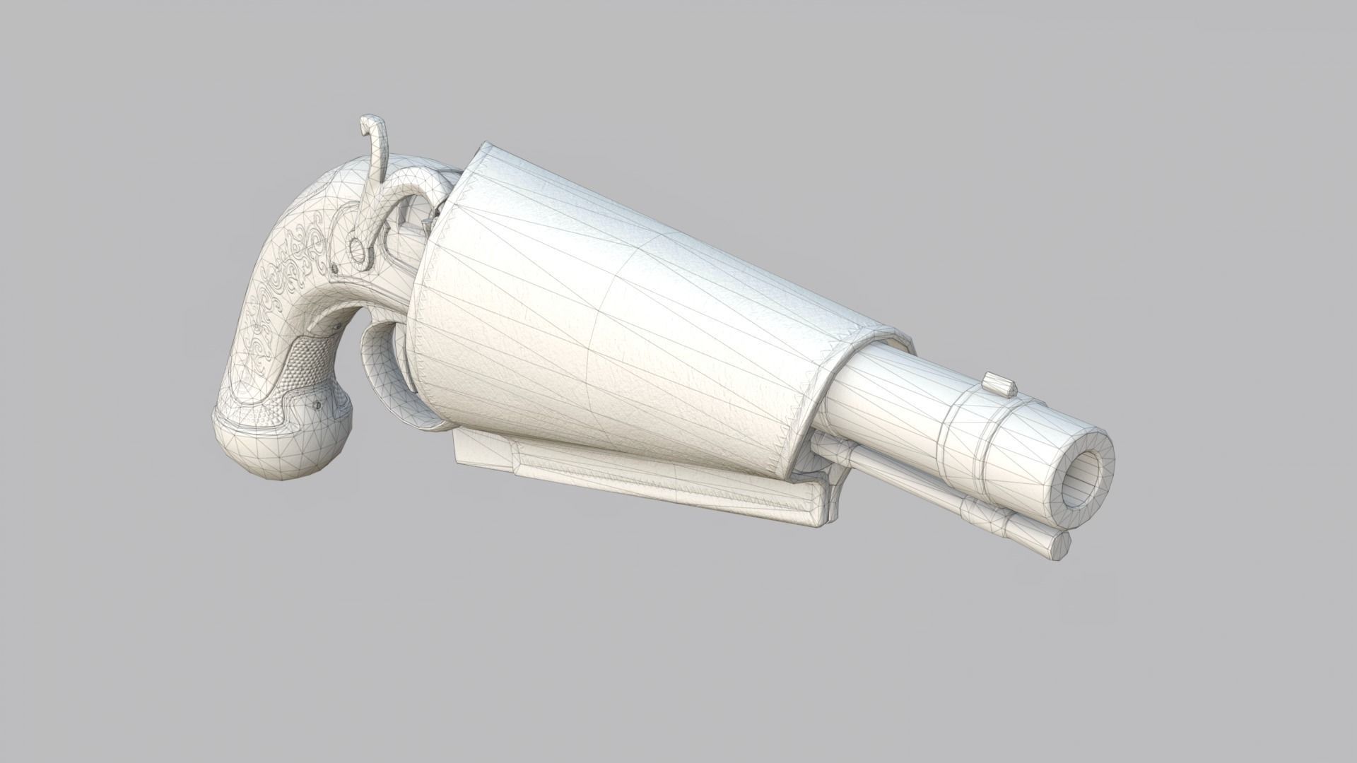 Pirate flintlock pistol with holster Low-poly 3D model_38