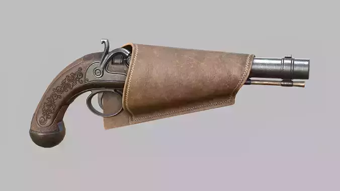 Pirate flintlock pistol with holster