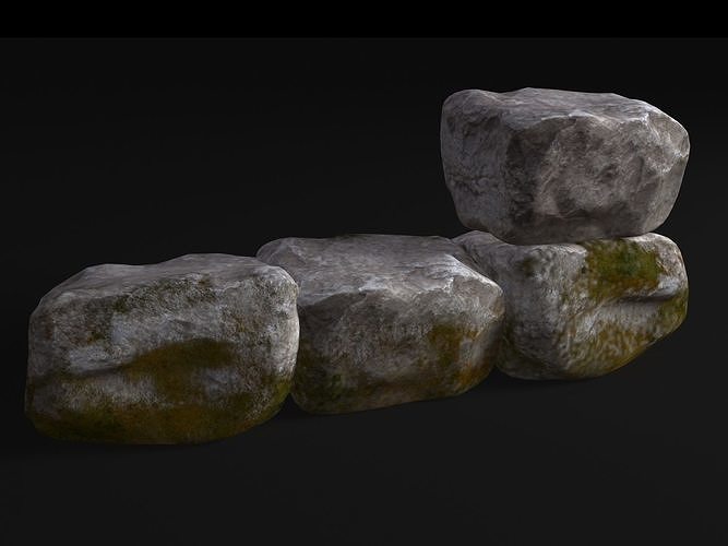 Stone rock collection Low-poly 3D model