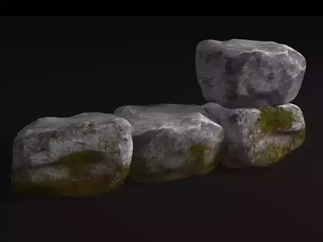 Stone rock collection Low-poly 3D model