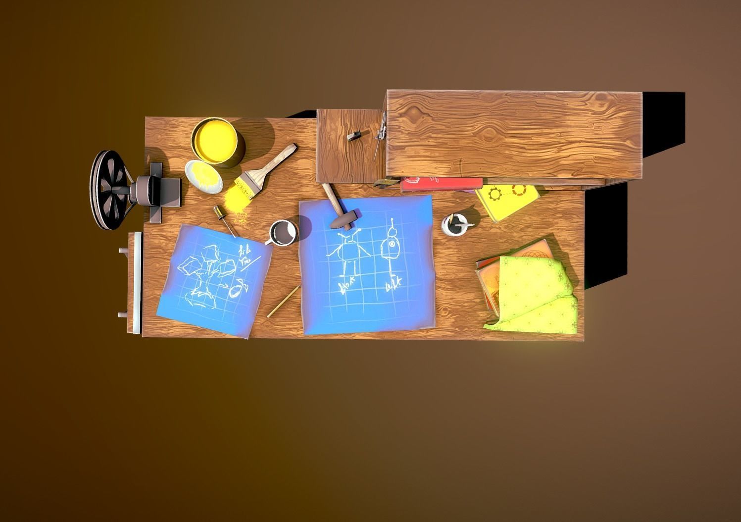 Stylized Crafting Table Low-poly 3D model_3