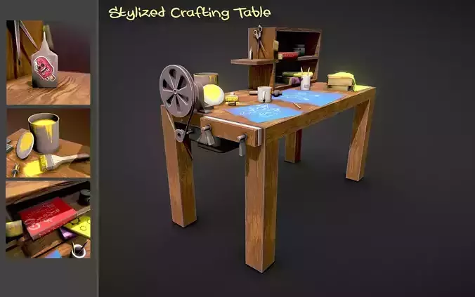 Stylized Crafting Table Low-poly 3D model
