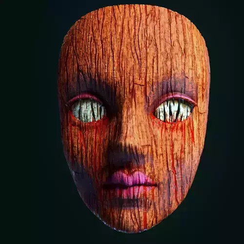 doll mask wooden horror style 3D print model