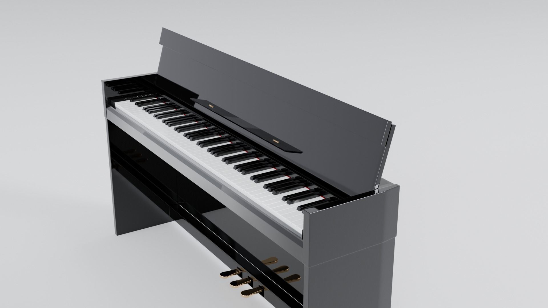 Electronic Piano Black 3D model_1