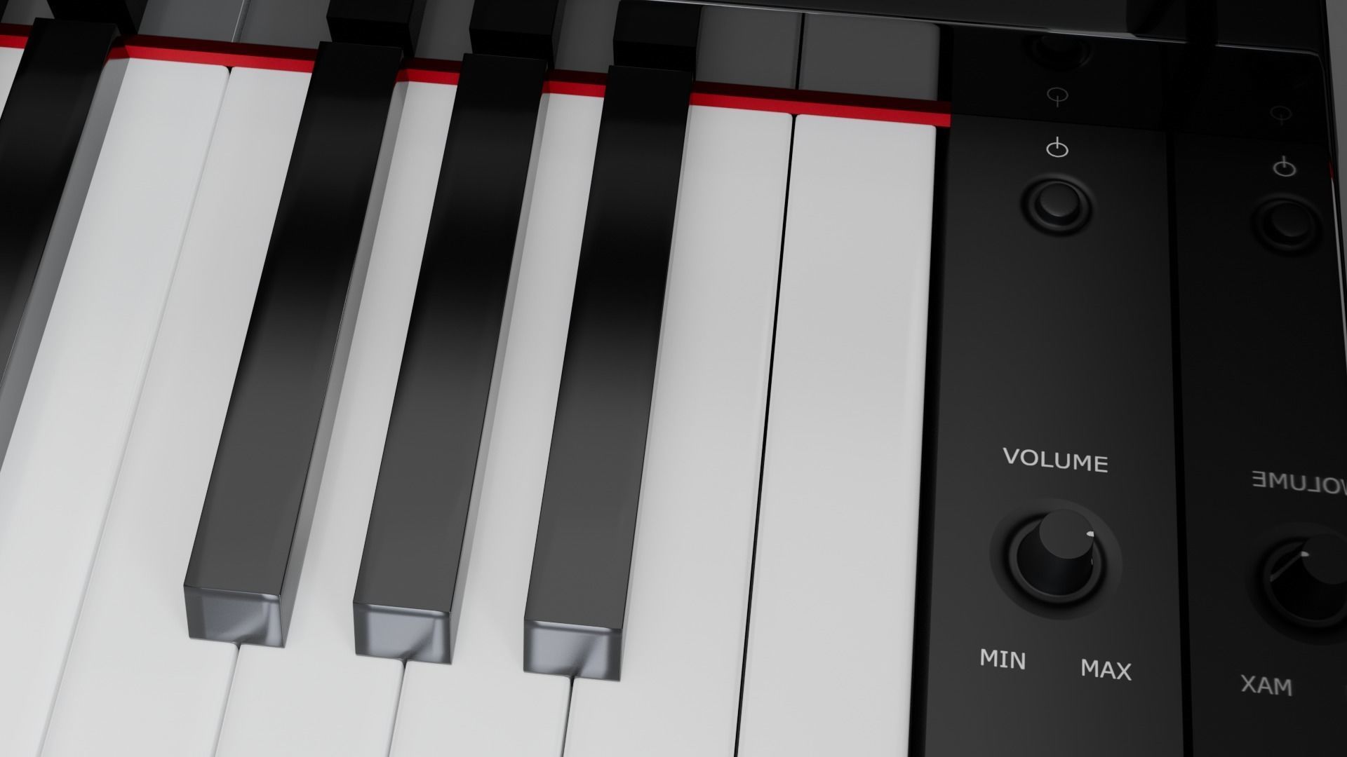 Electronic Piano Black 3D model_8
